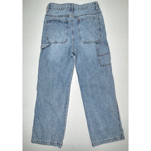 SONG Carpenter Wide Leg Jeans Womens 7/28 High Rise Utility Light Pockets EUC - Picture 1 of 10